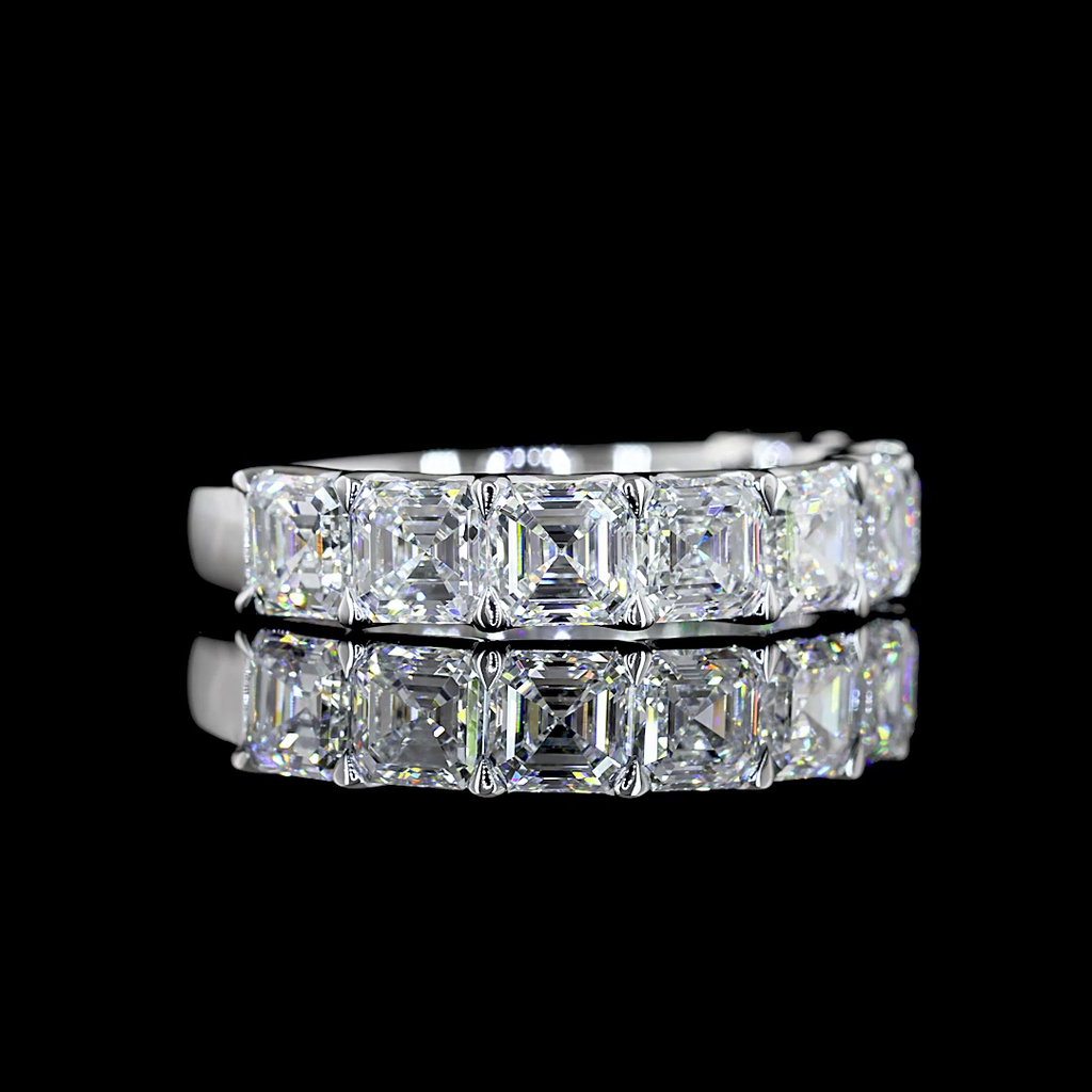 3.1 Cts 14k White Gold Asscher Shape Half Eternity Eternity Band