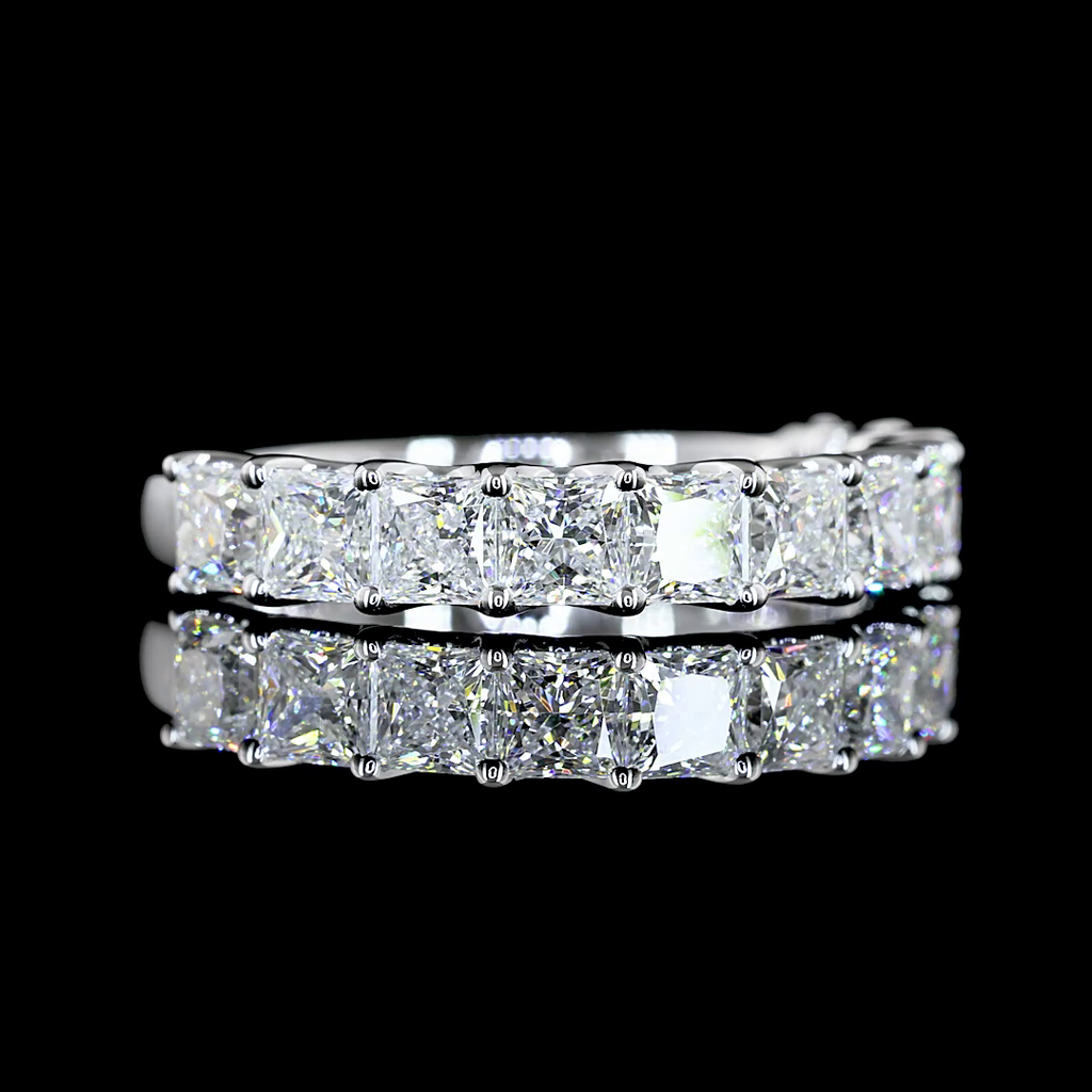 1.98 Cts 14k White Gold Princess Shape Half Eternity Eternity Band