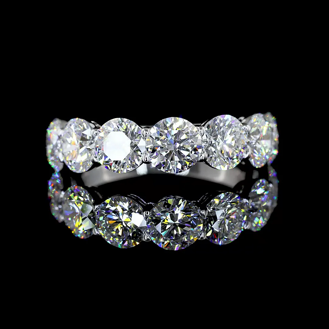 4.02 Cts 14k White Gold Round Shape 7 Stones Eternity Band