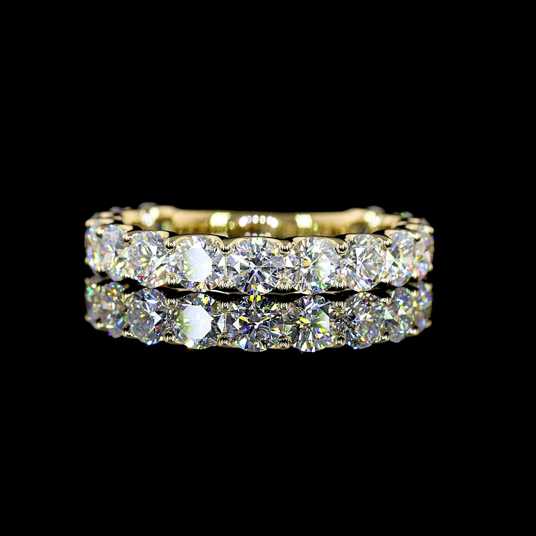 2.01 Cts 14k Yellow Gold Round Shape 3/4 Band Eternity Band
