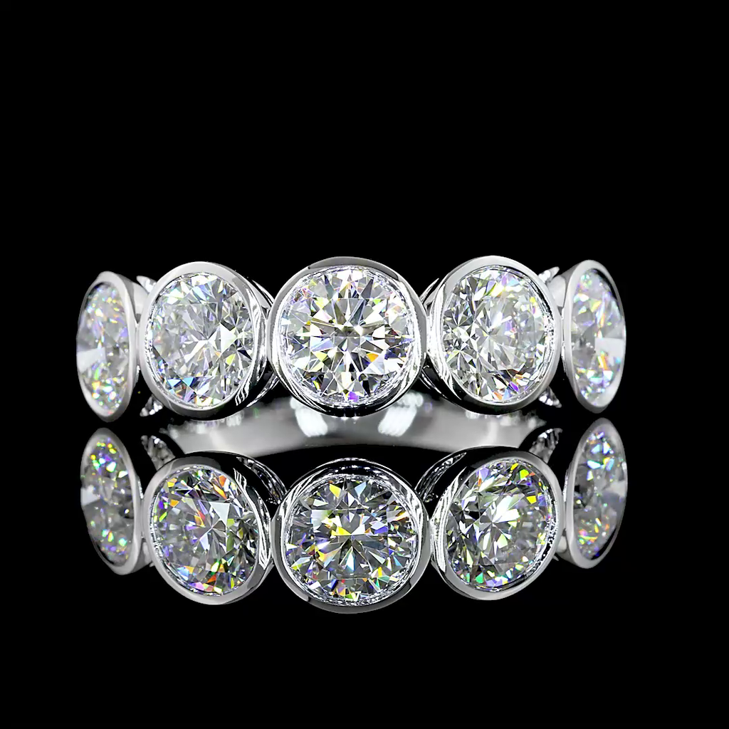 2.96 Cts 14k White Gold Round Shape 5 Stones Eternity Band