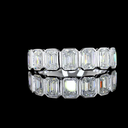 1.91 Cts 14k White Gold Emerald Shape Half Eternity Eternity Band