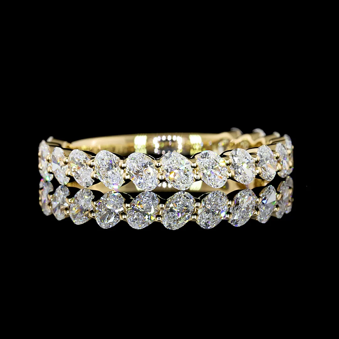 1.06 Cts 14k Yellow Gold Oval Shape 3/4 Band Eternity Band