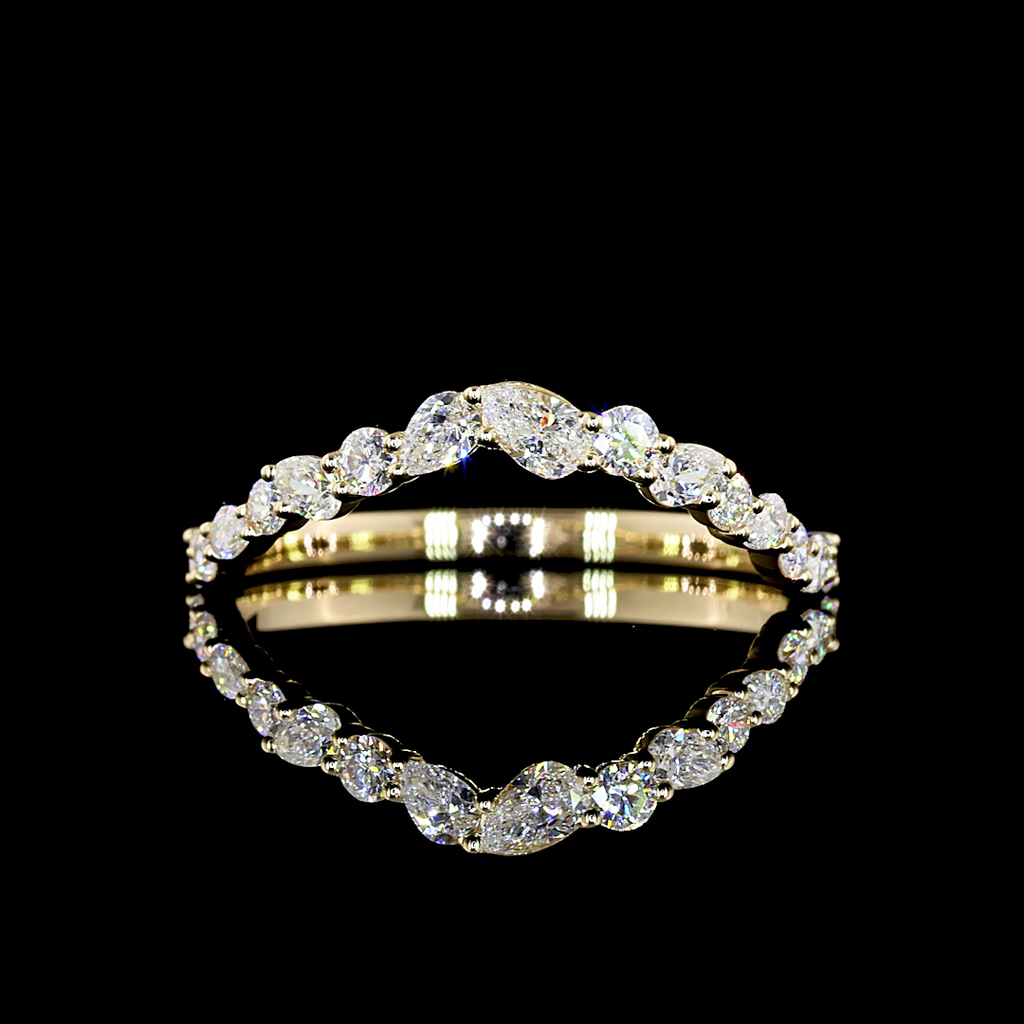 0.42 Cts 14k Yellow Gold Mix Shape Half Eternity Eternity Band