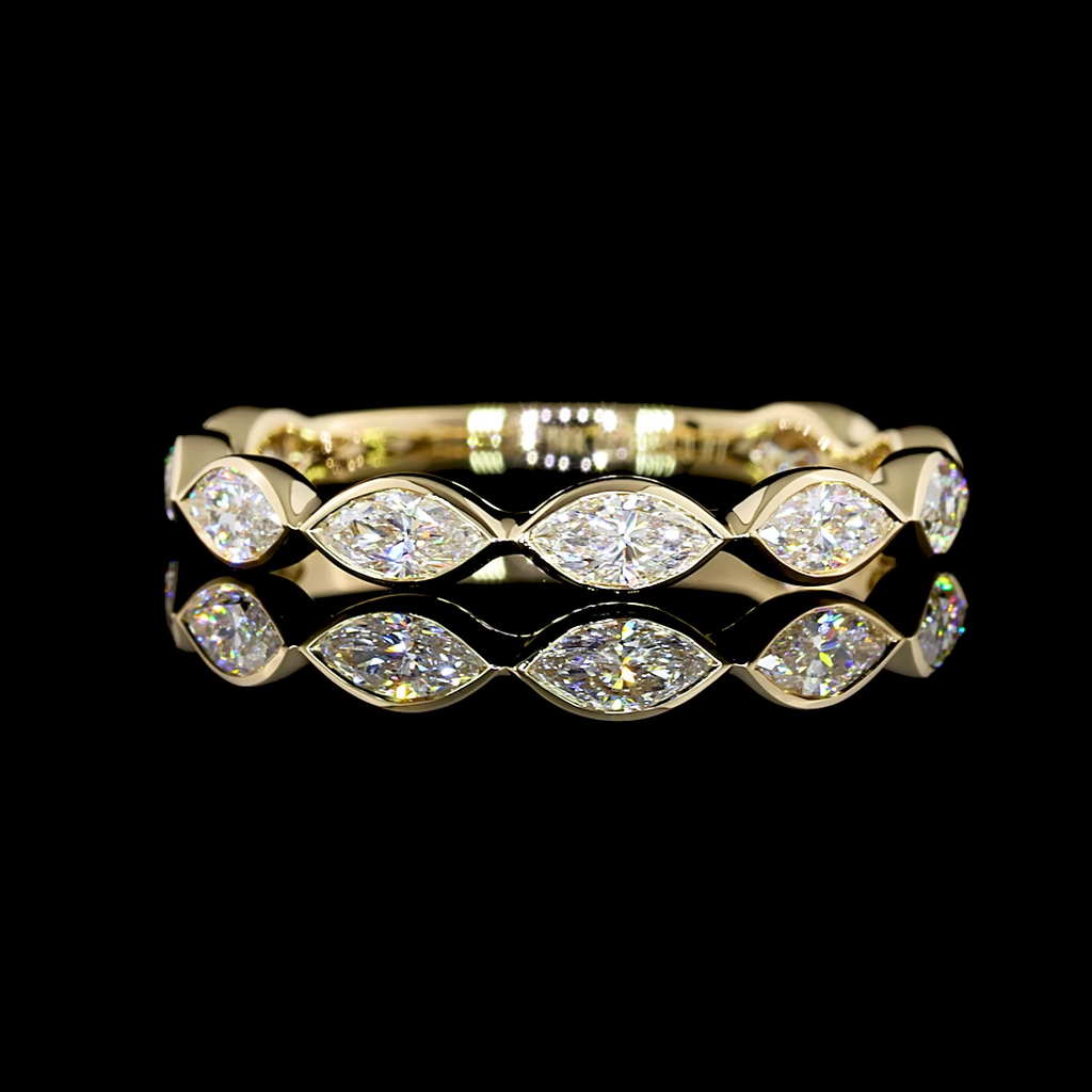 0.77 Cts 14k Yellow Gold Marquise Shape 3/4 Band Eternity Band