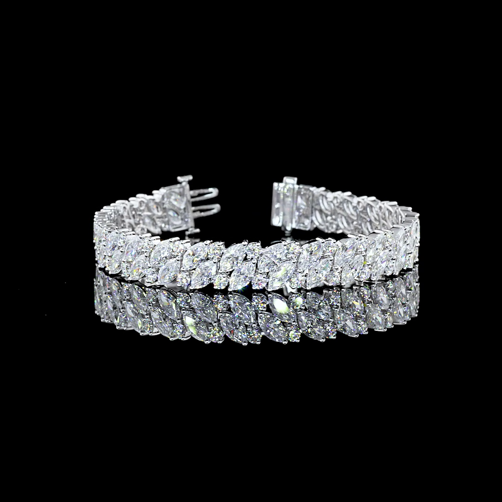 19.76 Cts 14k White Gold Mix Shape Tennis Bracelet