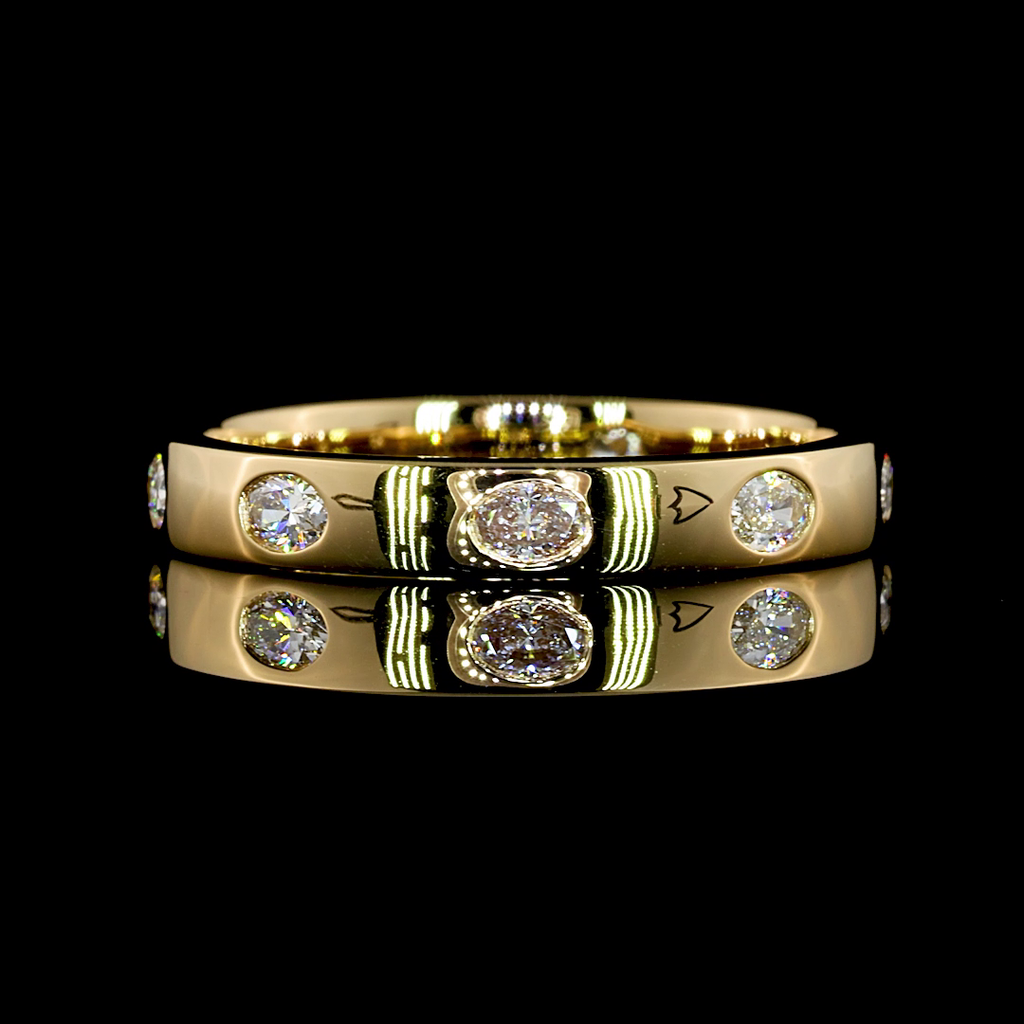 0.38 Cts 14k Yellow Gold Oval Shape 3/4 Band Eternity Band