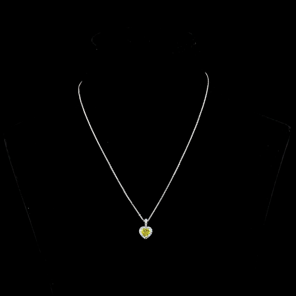 1.27 Cts 14k White Gold Heart Shape Halo Pendant