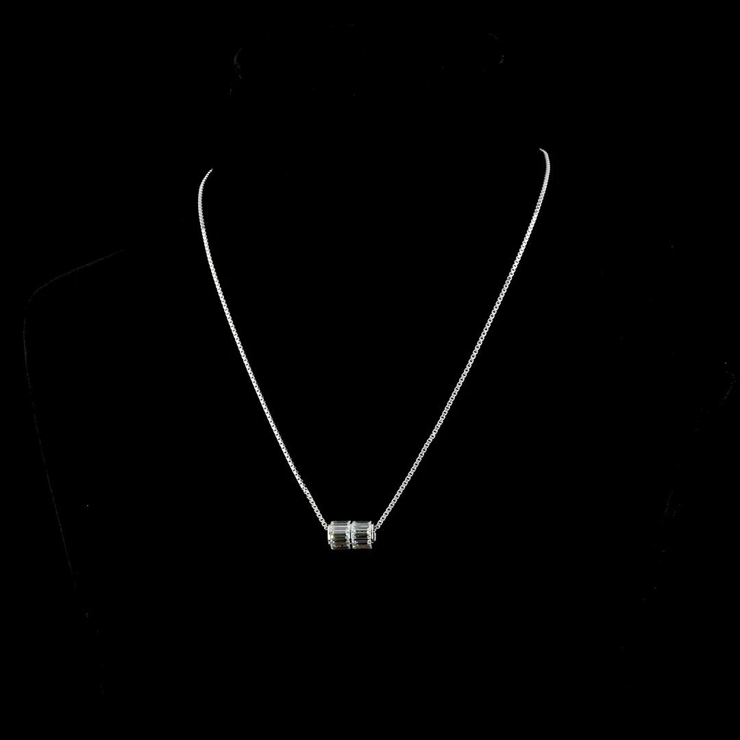 4.11 Cts 14k White Gold Baguette Shape Pendant Pendant