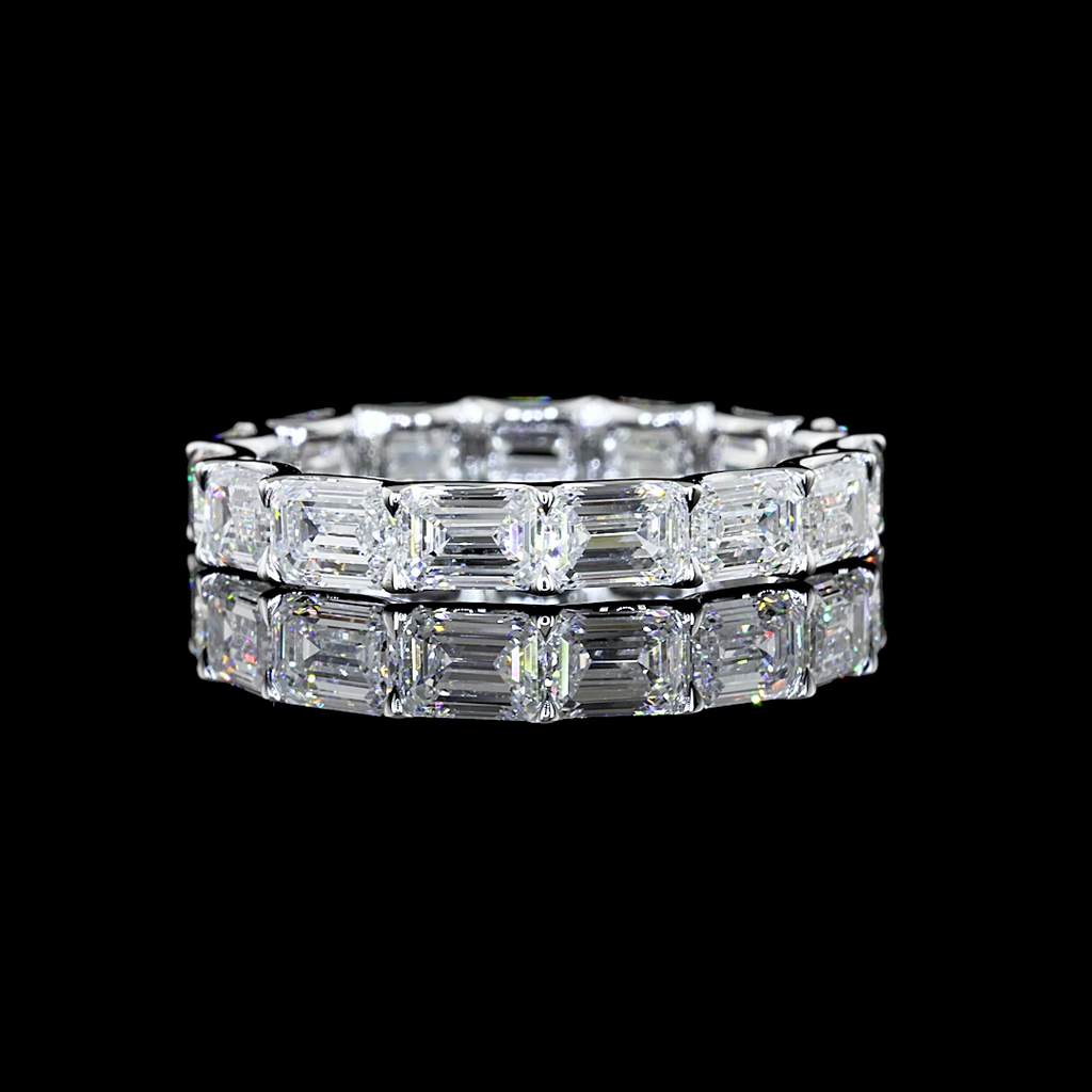 3.01 Cts 14k White Gold Emerald Shape Eternity Band Eternity Band