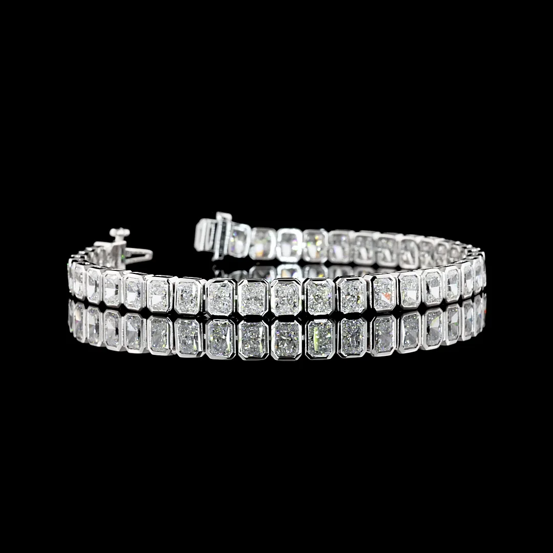 11.15 Cts 14k White Gold Radiant Shape Tennis Bracelet