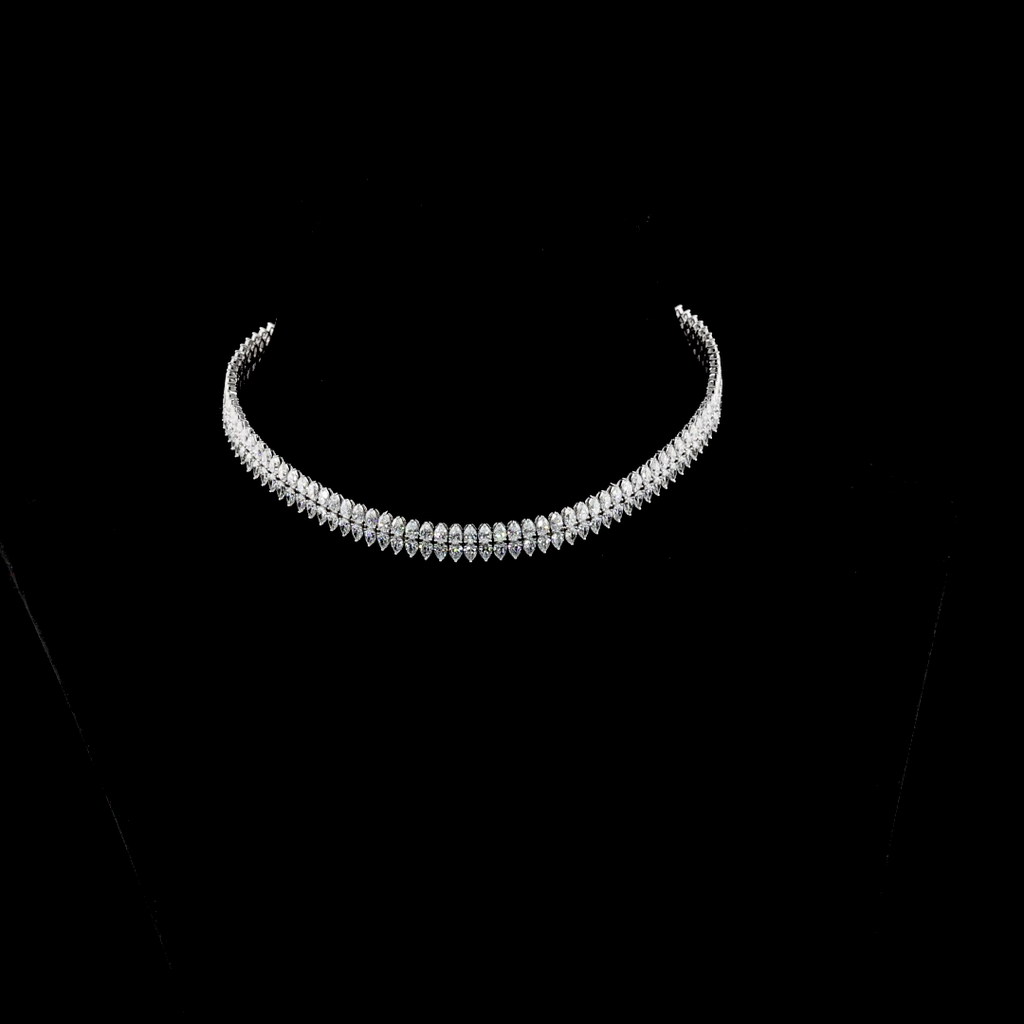 30.98 Cts 14k White Gold Pear Shape Tennis Necklace