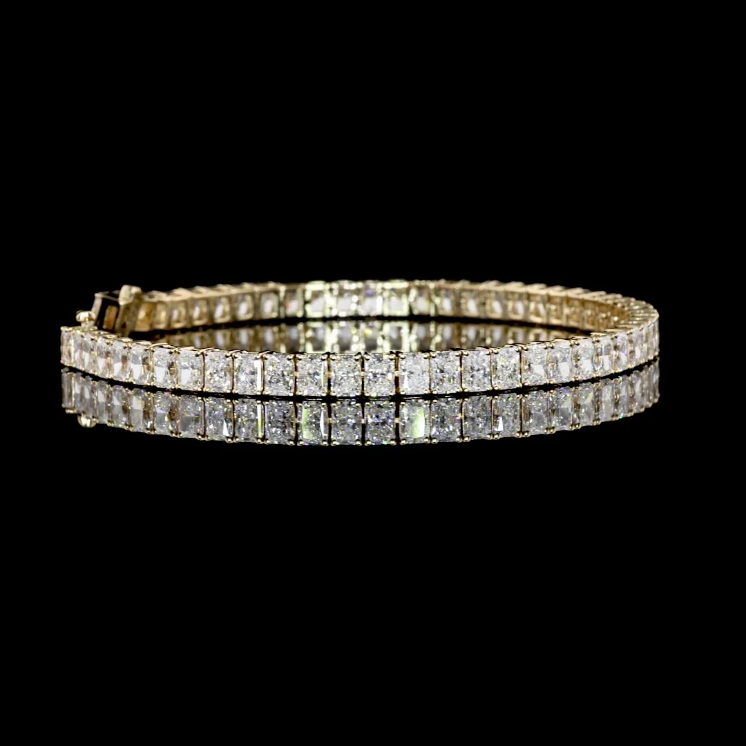 10.26 Cts 14k Yellow Gold Radiant Shape Tennis Bracelet