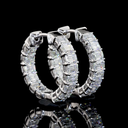 1.88 Cts 14k White Gold Emerald Shape Huggies Earring