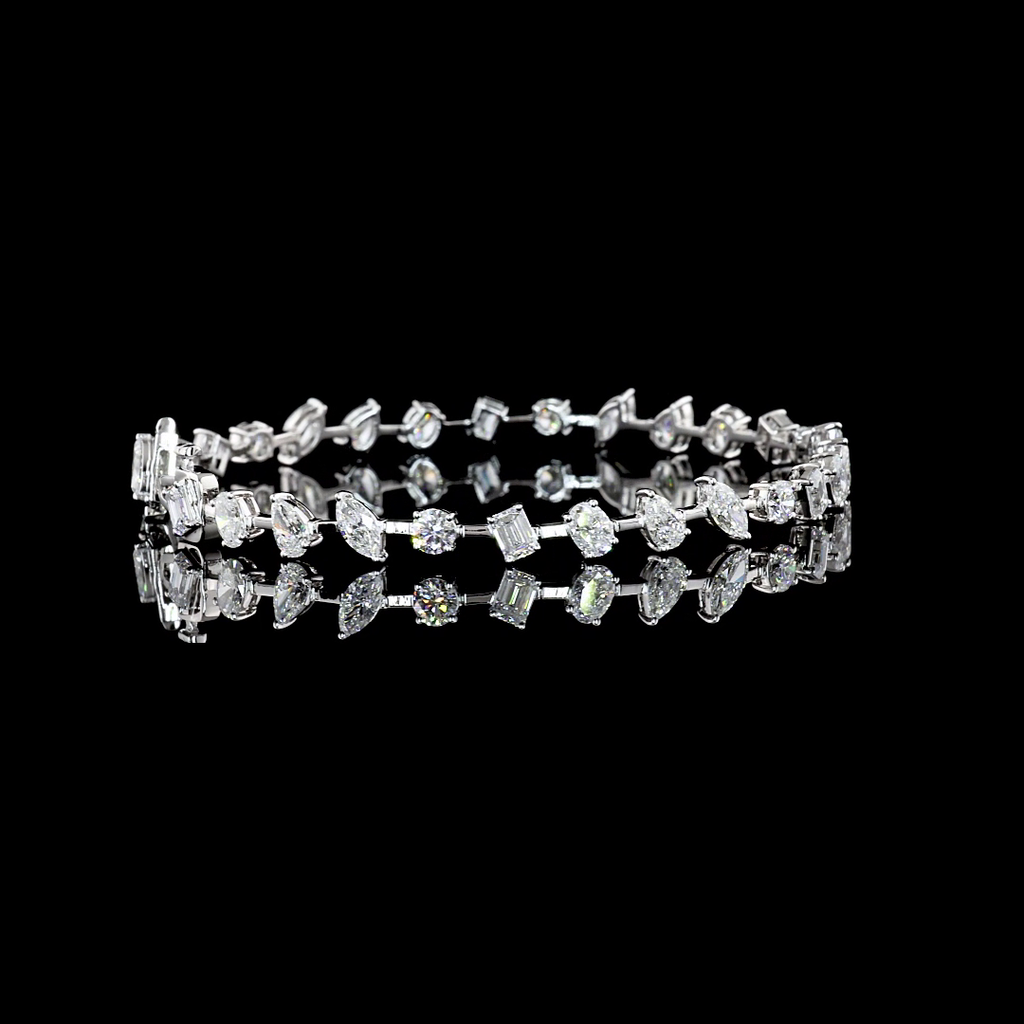 6 Cts 18k White Gold Mix Shape Tennis Bracelet