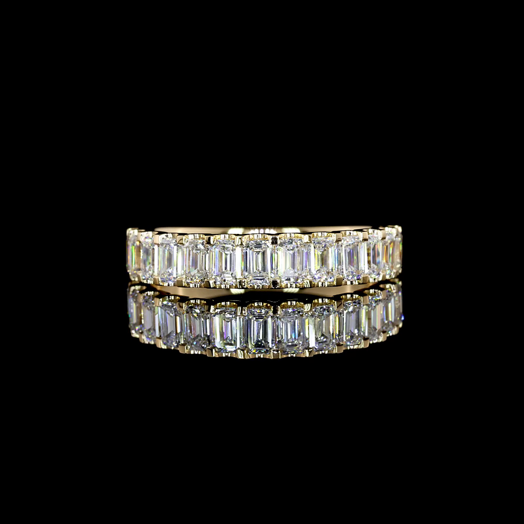 1.22 Cts 18k Yellow Gold Emerald Shape 3/4 Band Eternity Band