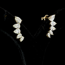 3.84 Cts 18k Yellow Gold Pear Shape Crawler Earring