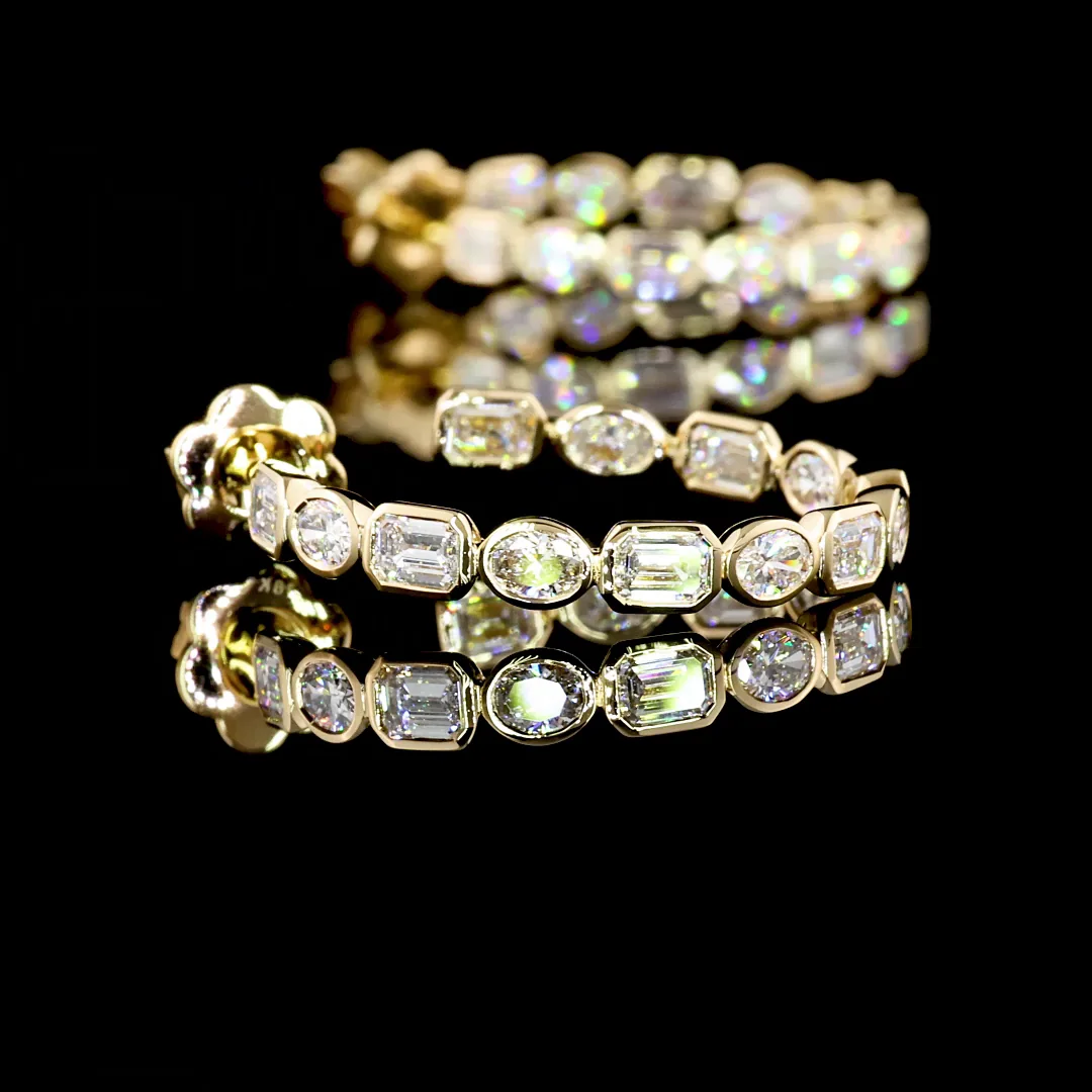 3.83 Cts 18k Yellow Gold Mix Shape C Hoops Earring