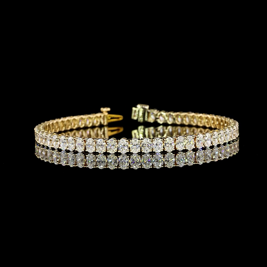8.12 Cts 14k Yellow Gold Oval Shape Tennis Bracelet
