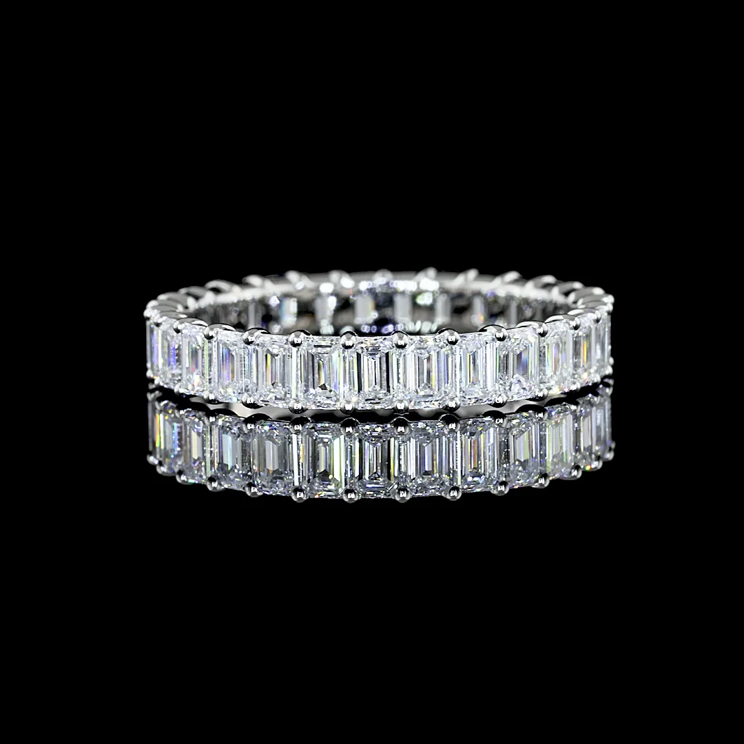 2.16 Cts Platinum Emerald Shape Eternity Band Eternity Band