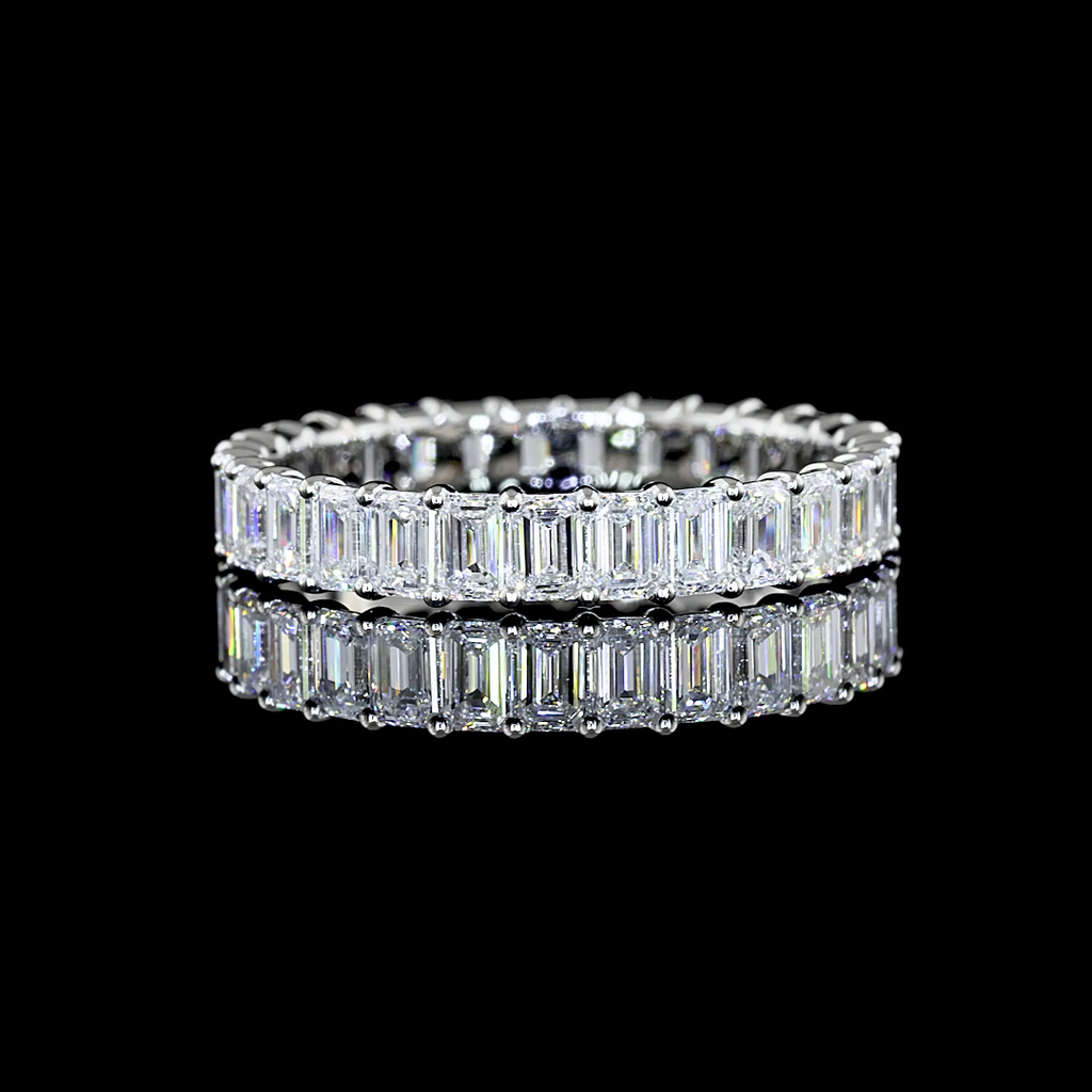 2.16 Cts Platinum Emerald Shape Eternity Band Eternity Band