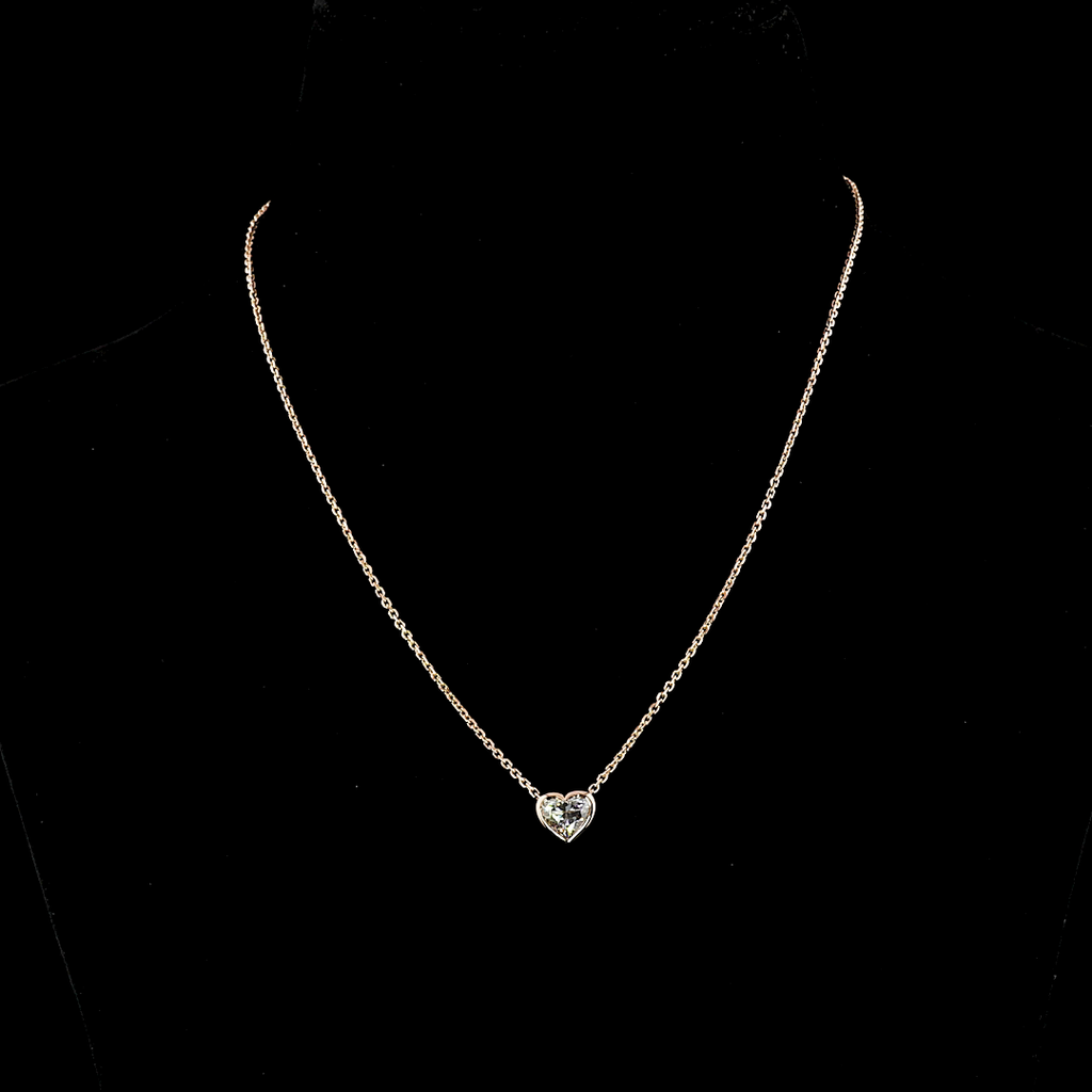 1.57 Cts 14k Rose Gold Heart Shape Solitaire Pendant