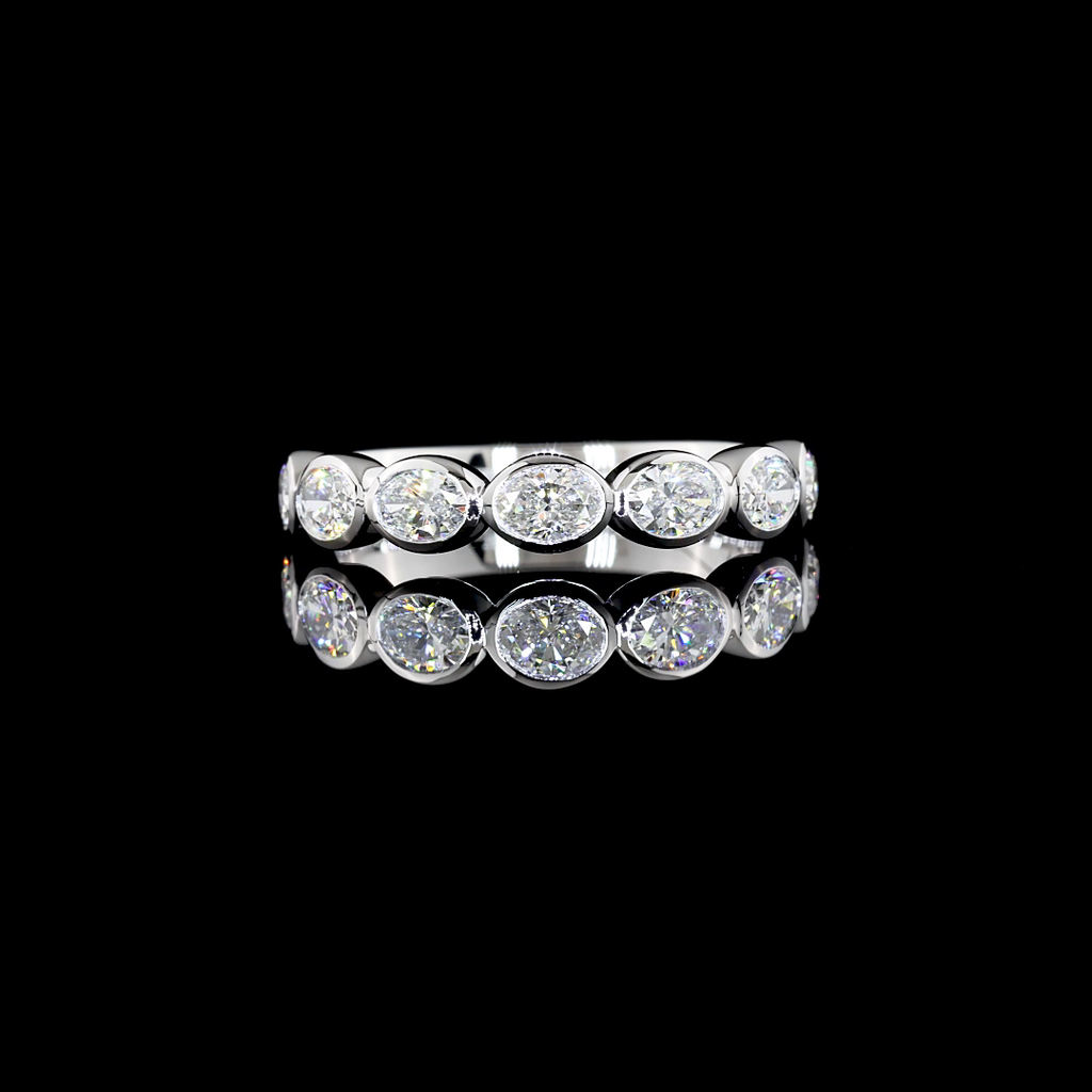 1.06 Cts 18k White Gold Oval Shape Half Eternity Eternity Band
