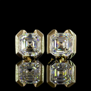 4.03 Cts 14k Yellow Gold Asscher Shape Studs Earring