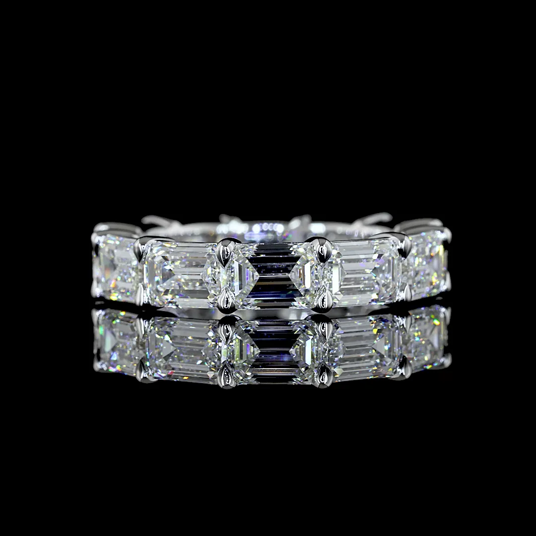 6.36 Cts 14k White Gold Emerald Shape Eternity Band Eternity Band