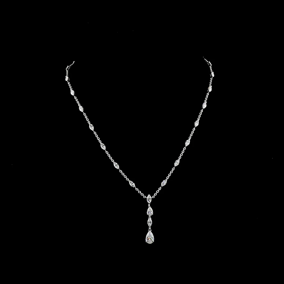 4.99 Cts 14k White Gold Mix Shape Special Necklace