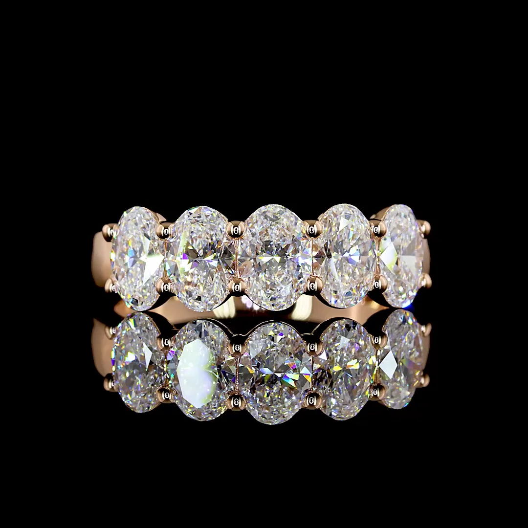 2.1 Cts 14k Rose Gold Oval Shape 5 Stones Eternity Band