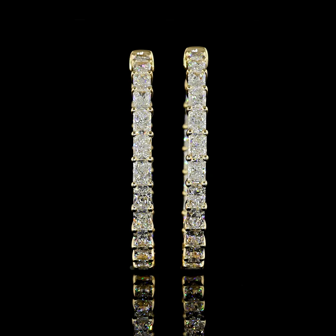 4.88 Cts 14k Yellow Gold Radiant Shape Hoops Earring