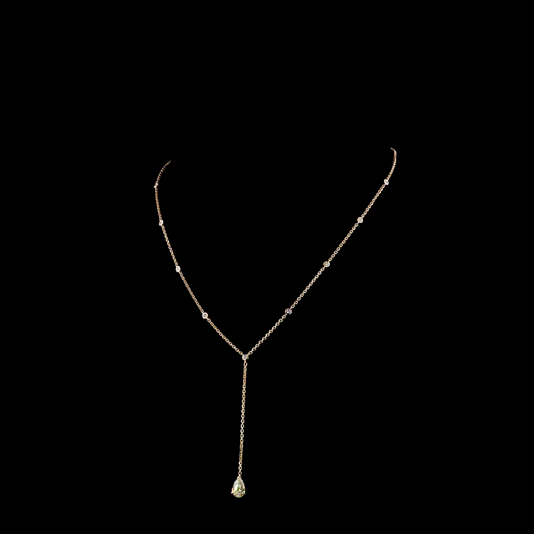 1.24 Cts 14k Rose Gold Mix Shape Lariat Necklace