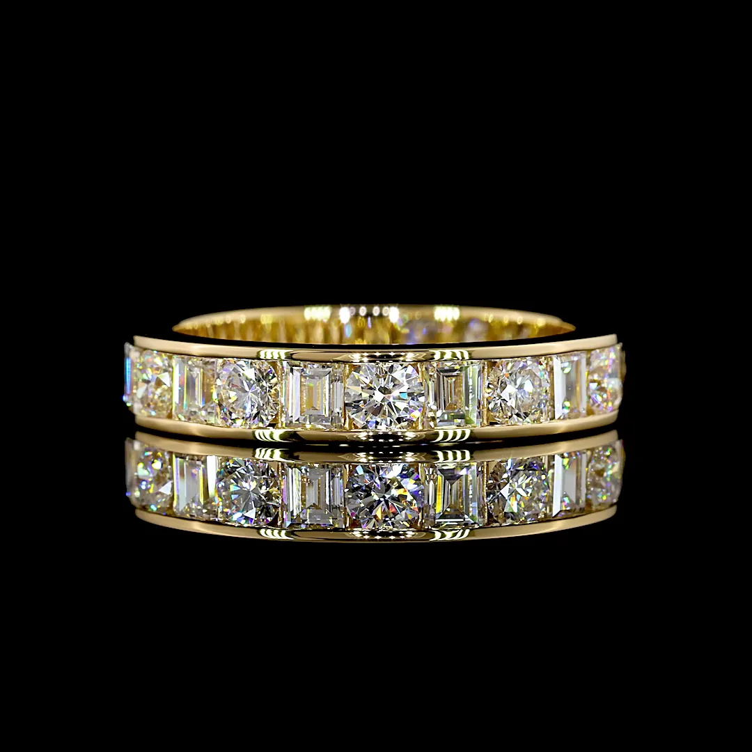 1.86 Cts 18k Yellow Gold Mix Shape 3/4 Band Eternity Band