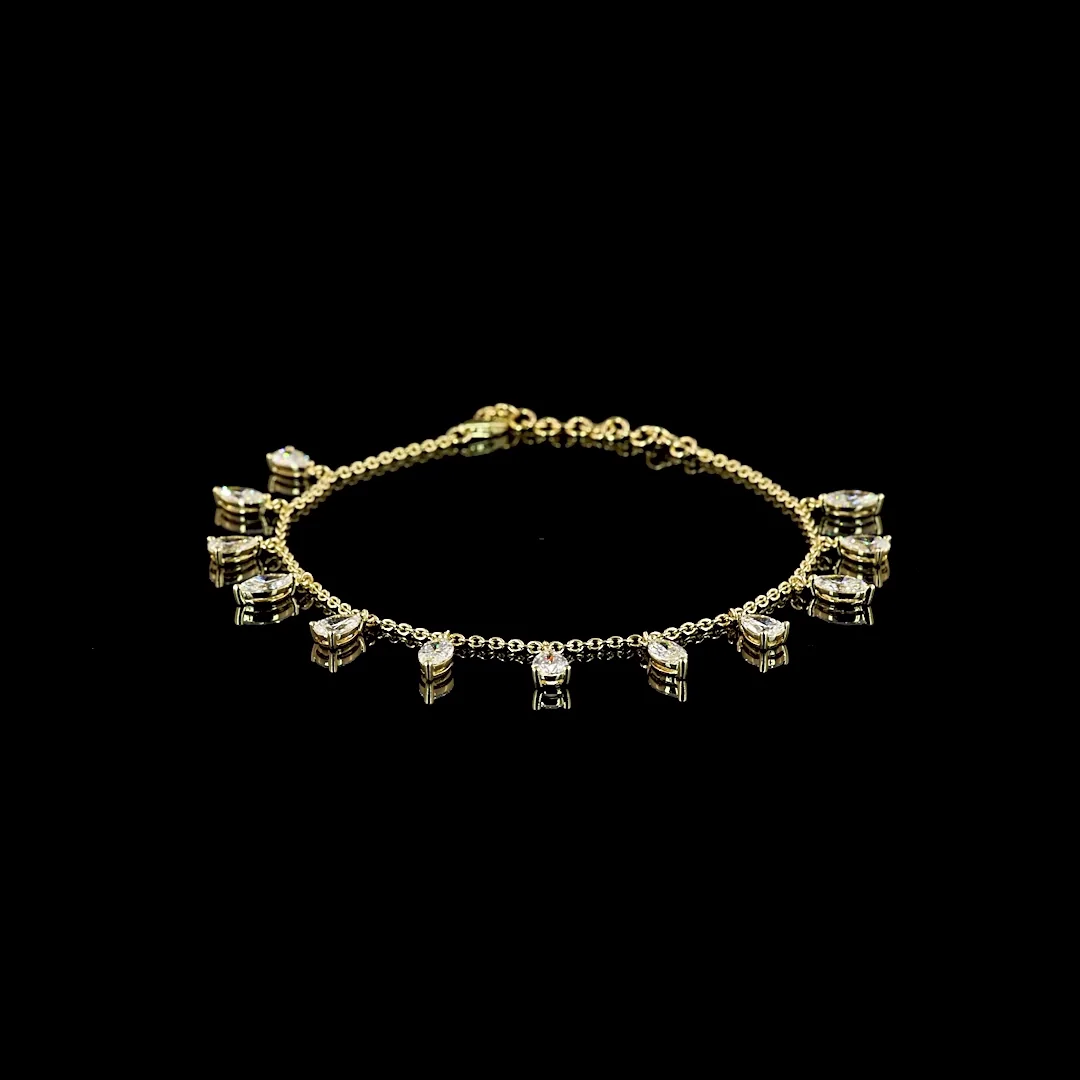 5.02 Cts 14k Yellow Gold Mix Shape Station Bracelet