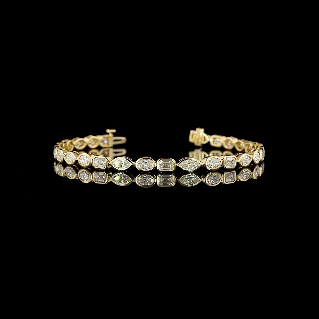 8.54 Cts 14k Yellow Gold Mix Shape Tennis Bracelet