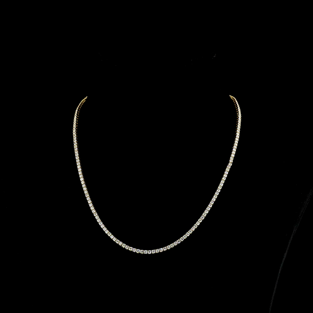 6.97 Cts 14k Yellow Gold Round Shape Tennis Necklace
