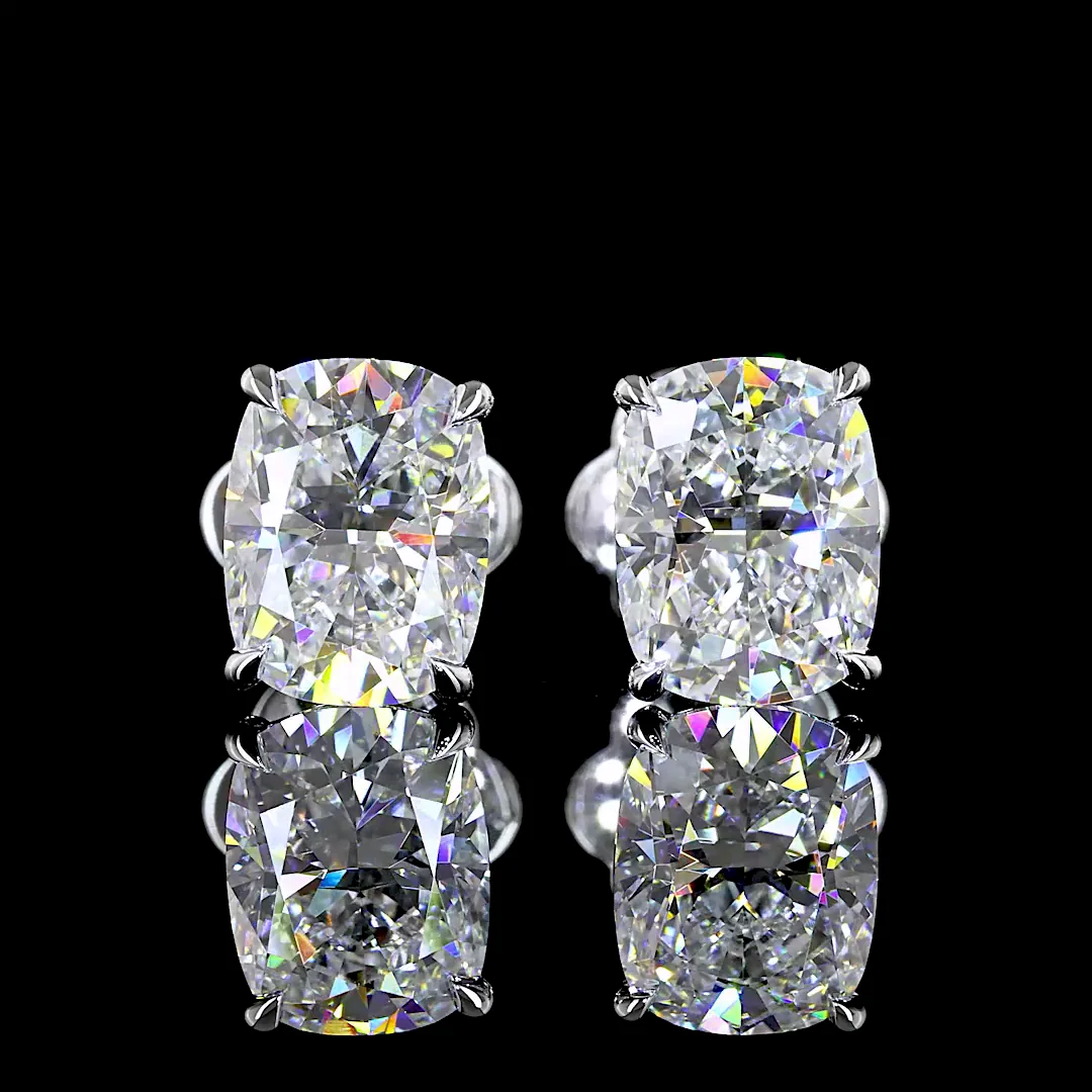 2.46 Cts 14k White Gold Cushion Brilliant Shape Studs Earring
