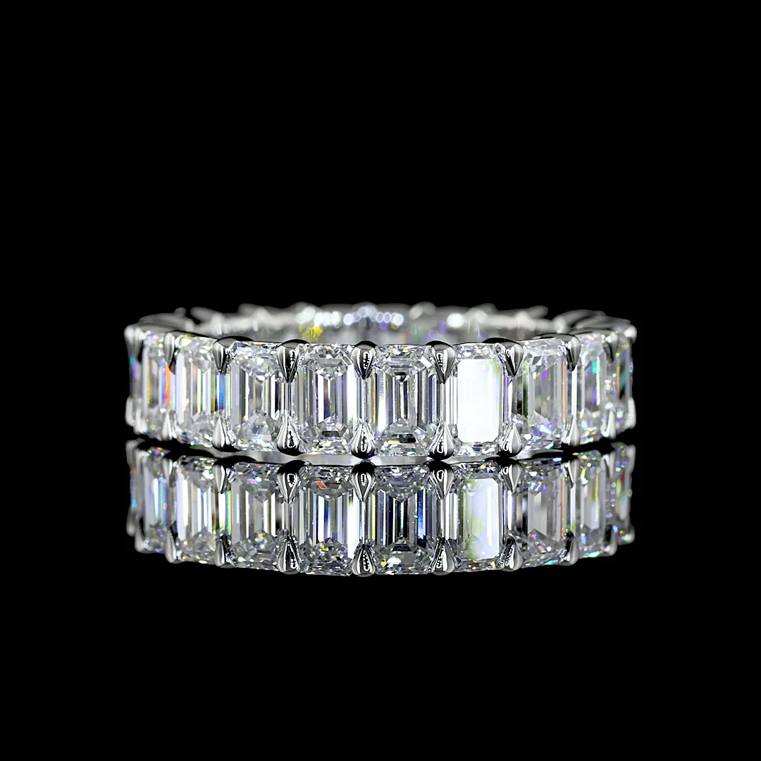 4.24 Cts Platinum Emerald Shape Eternity Band Eternity Band