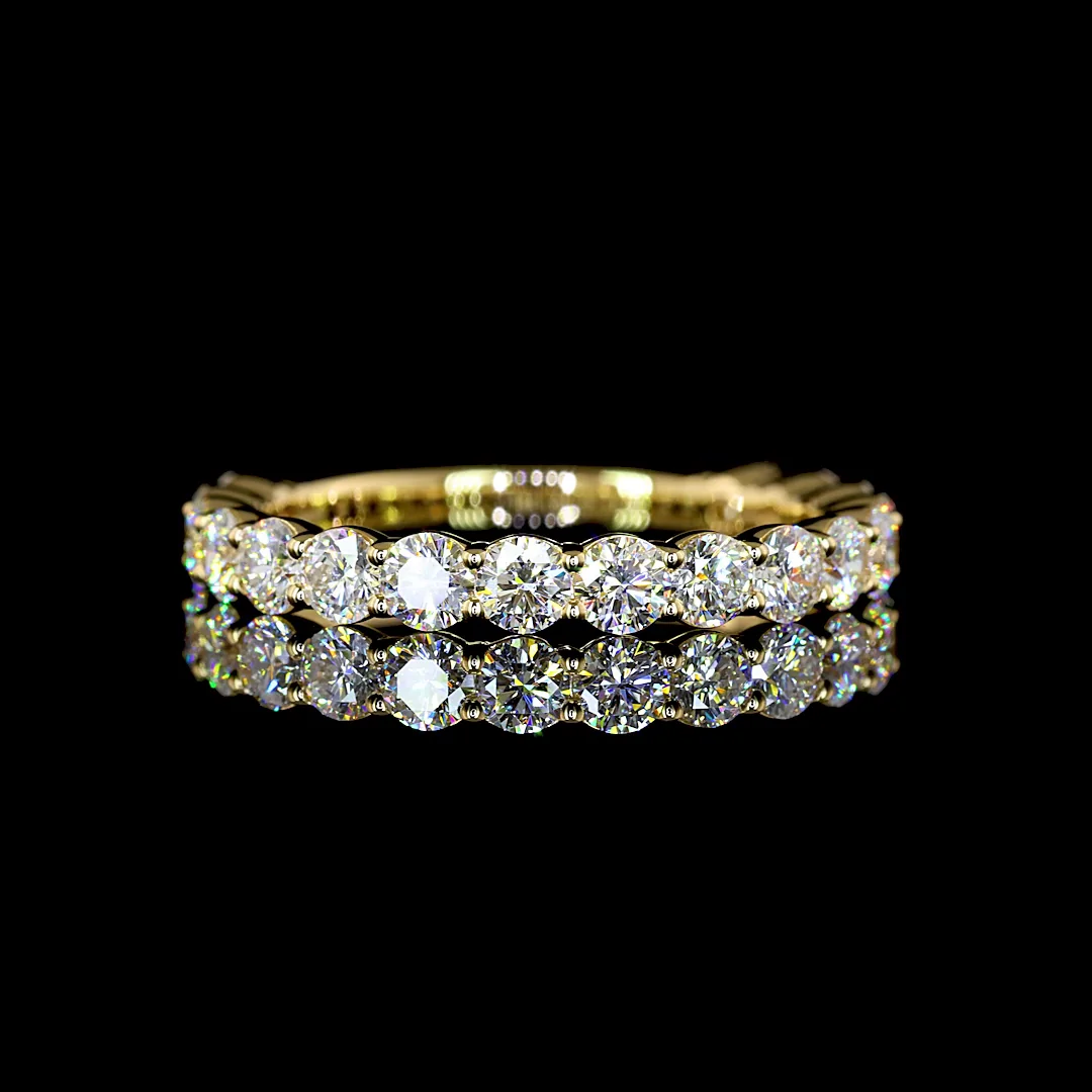 0.99 Cts 18k Yellow Gold Round Shape 3/4 Band Eternity Band