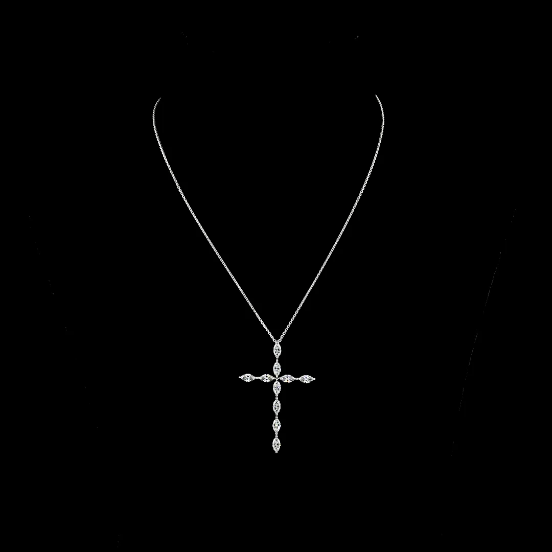 2.03 Cts 14k White Gold Marquise Shape Symbol Pendant