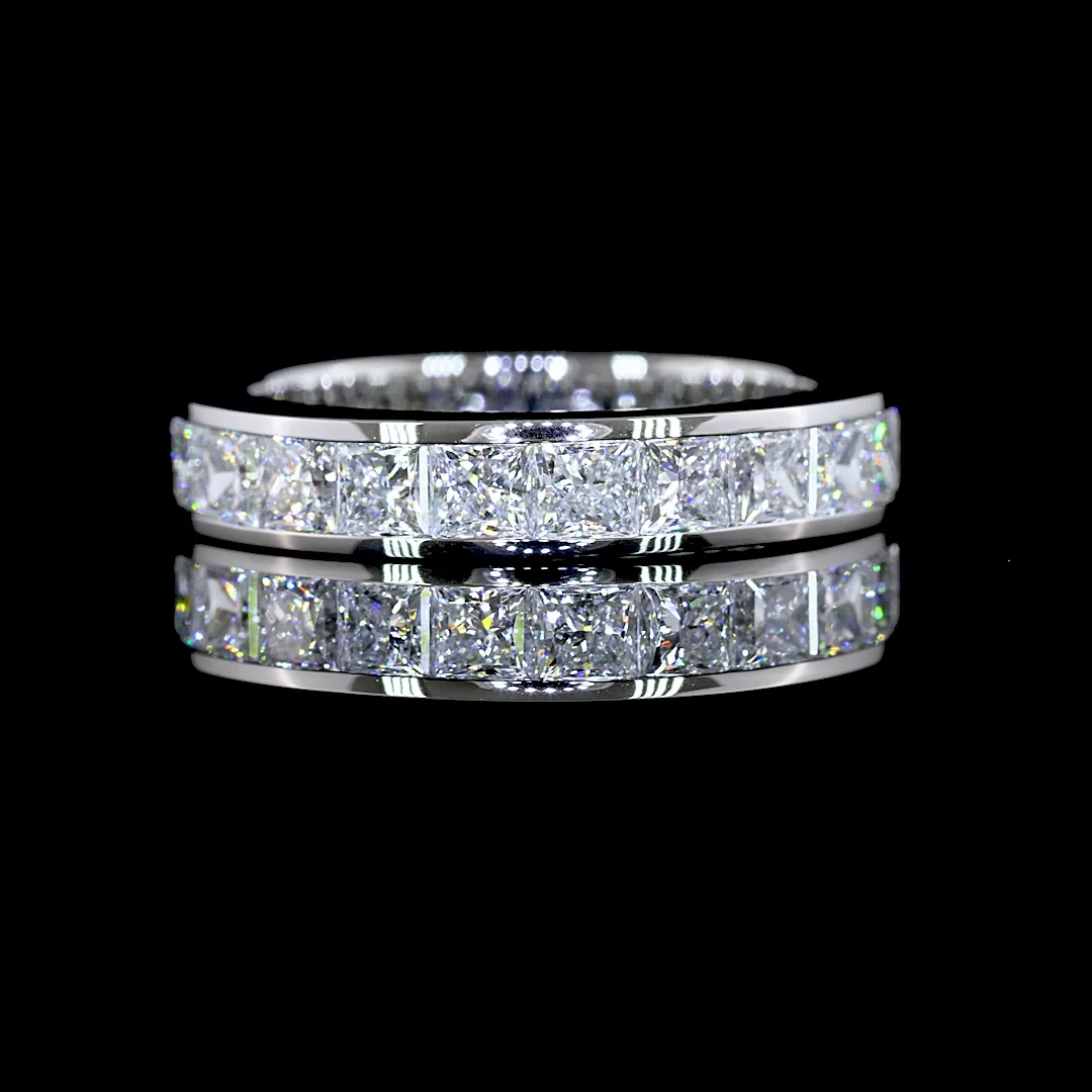 2.93 Cts Platinum Princess Shape Eternity Band Eternity Band