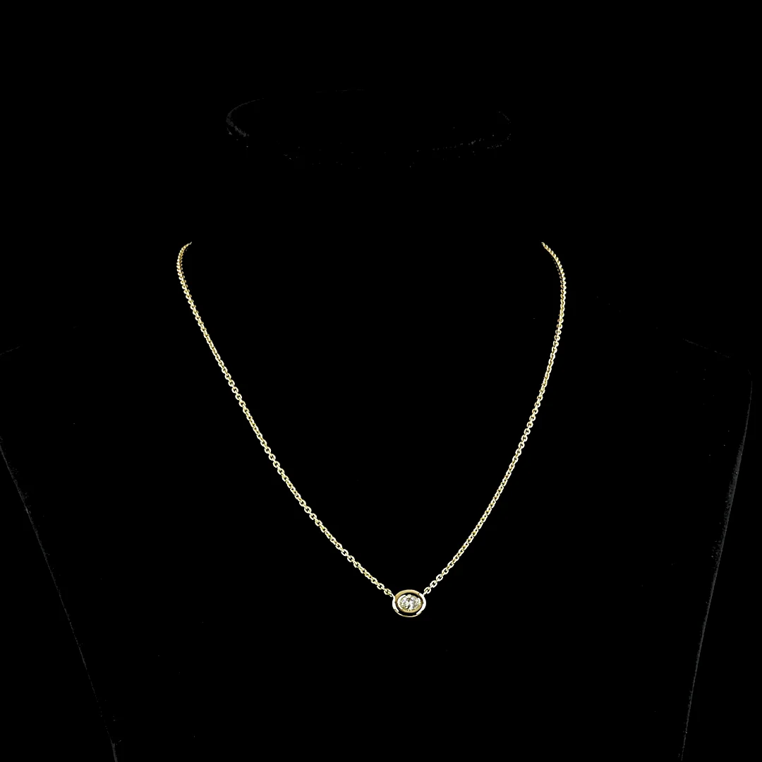 0.25 Cts 14k Yellow Gold Oval Shape Solitaire Pendant