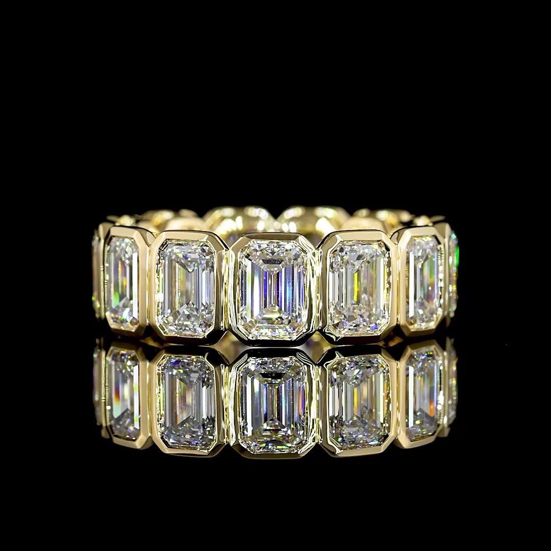 7.29 Cts 14k Yellow Gold Emerald Shape Eternity Band Eternity Band