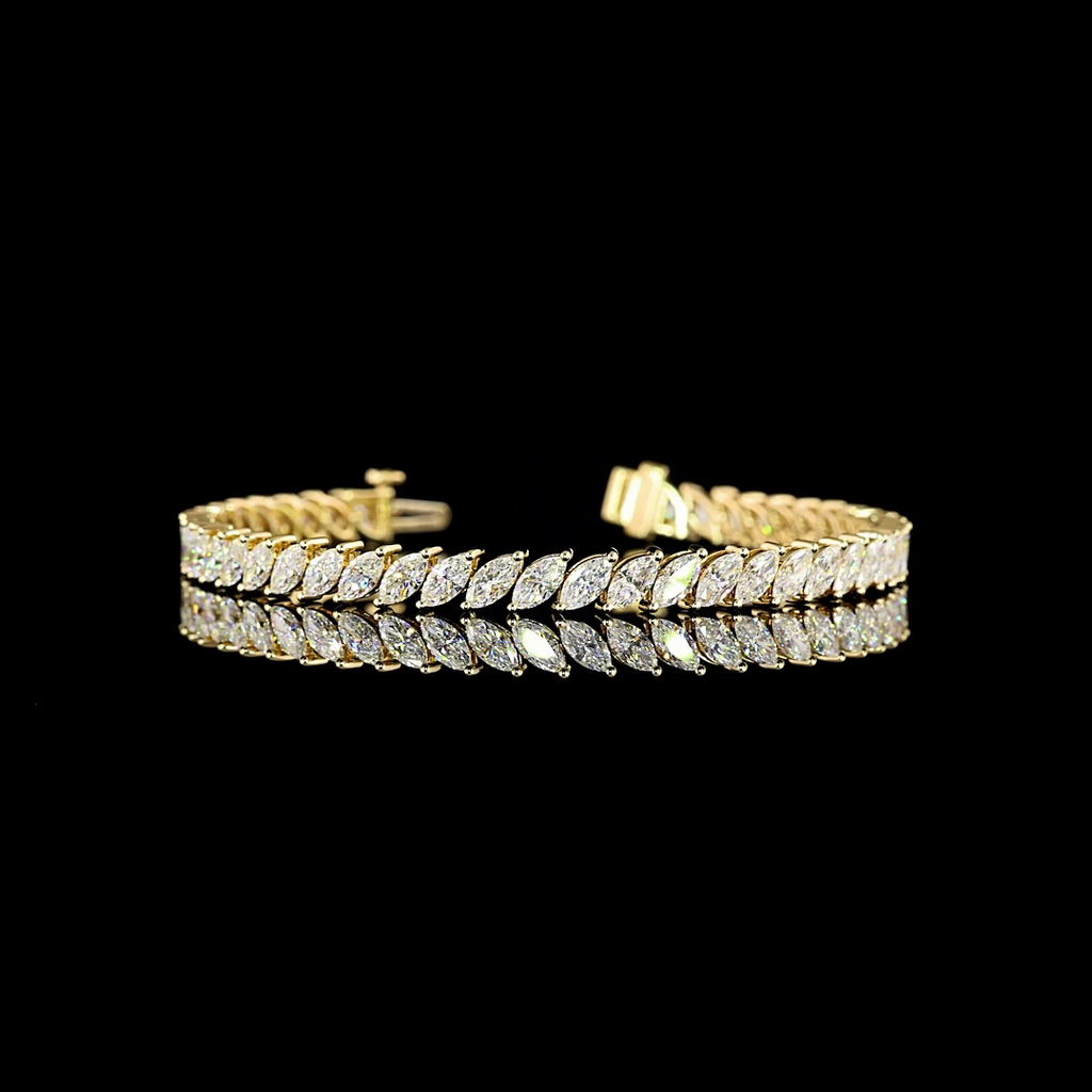 7.61 Cts 14k Yellow Gold Marquise Shape Tennis Bracelet