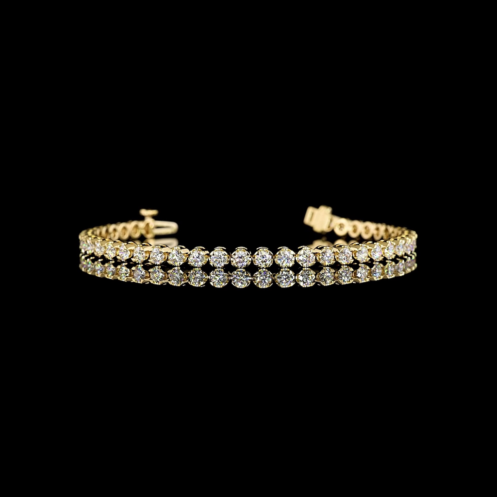 3.35 Cts 14k Yellow Gold Round Shape Tennis Bracelet
