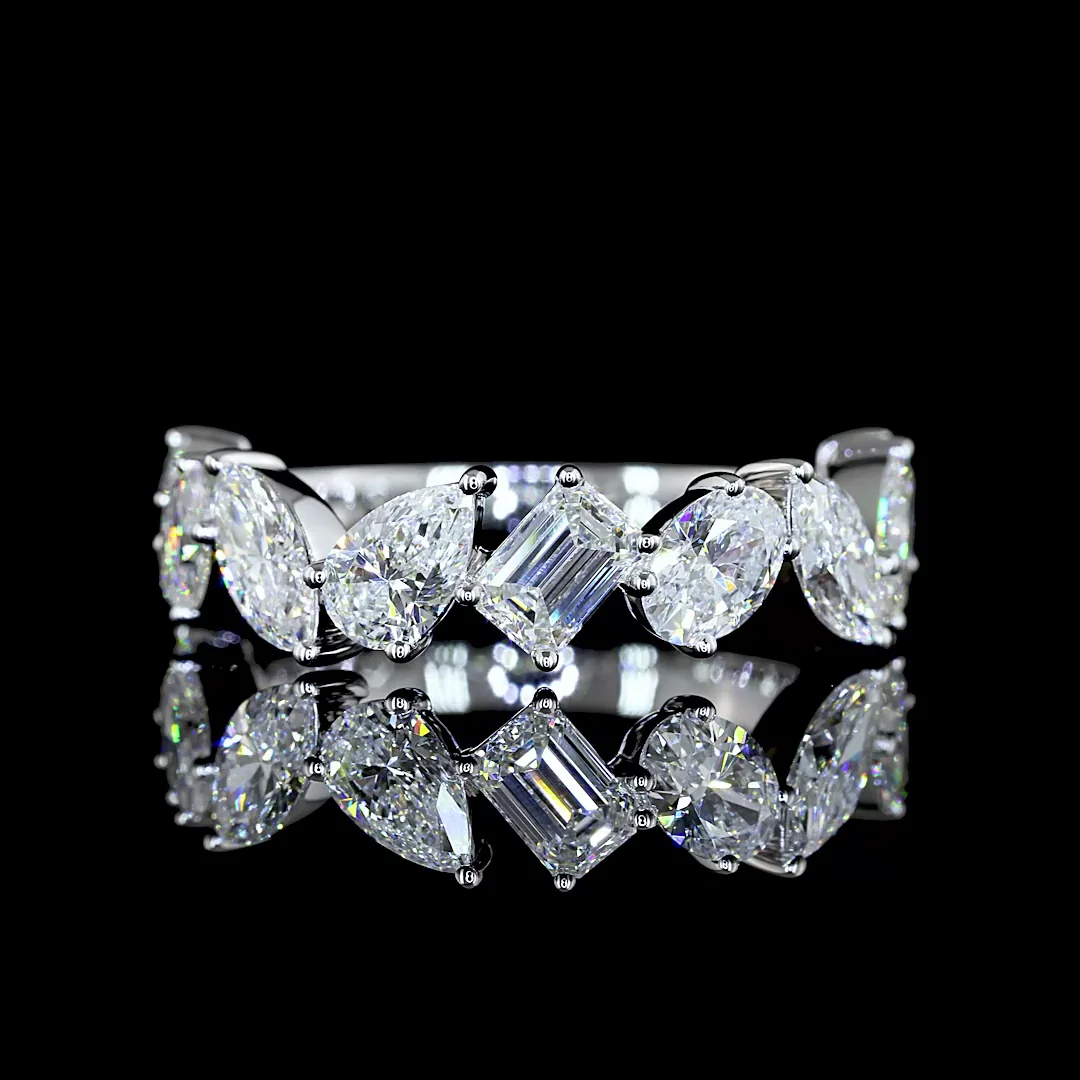 2.87 Cts 14k White Gold Mix Shape 3/4 Band Eternity Band