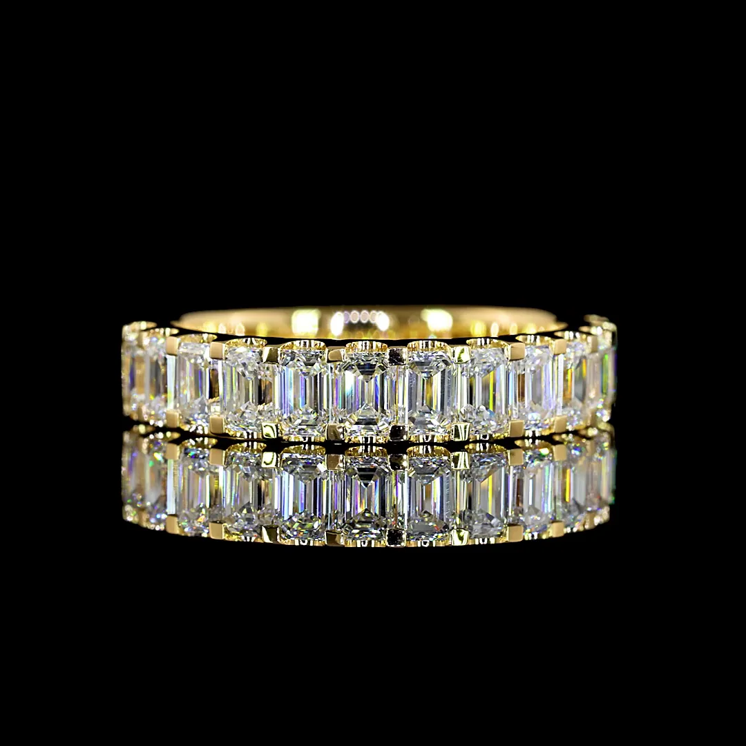 1.31 Cts 18k Yellow Gold Emerald Shape Half Eternity Eternity Band