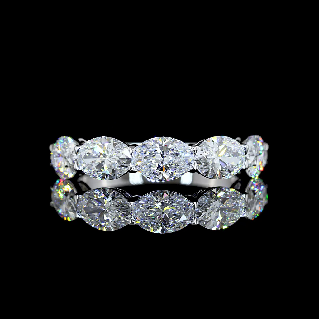 2.64 Cts 14k White Gold Oval Shape 5 Stones Eternity Band
