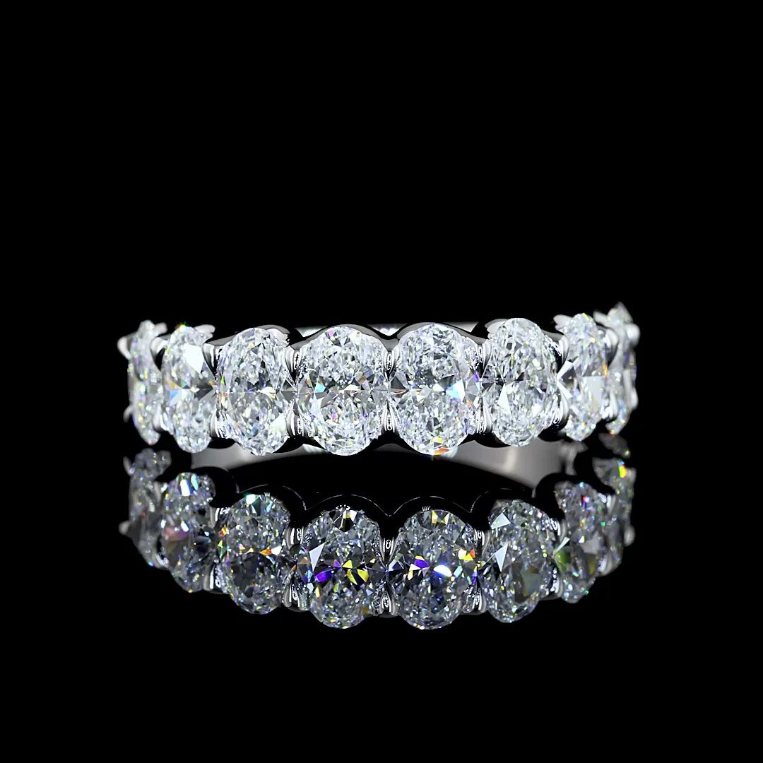 3 Cts 14k White Gold Oval Shape Half Eternity Eternity Band